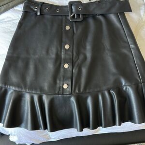Molly Bracken Black Ruffled A-Line Mini Skirt